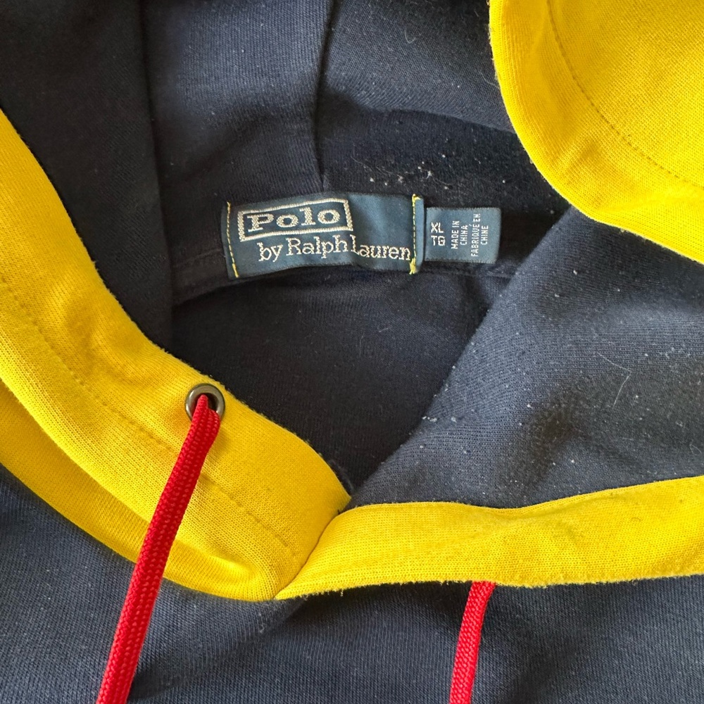 🔥🔥 Rare Polo by Ralph Lauren Yellow and Black Hoodie/Jogger Pants matching hat - Picture 2 of 11